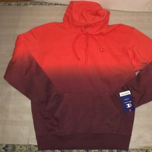 Men orange and burgundy hoodie